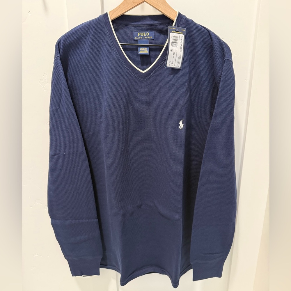 Ralph Lauren Men's Navy V-Neck Sweater